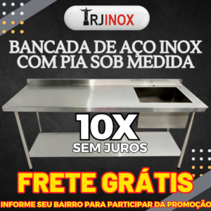 Mesa em aço inox com Pia